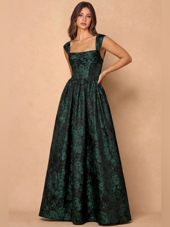 Azazie Dresses & Skirts - Azazie Atelier Runa Emerald Black Maxi Dress